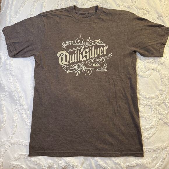 Quiksilver Youth Graphic T-Shirt Brown Short Sleeve Logo YXL or Men's Small - Picture 1 of 10